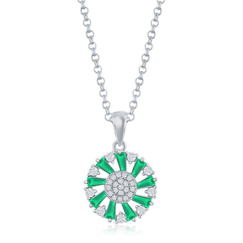 Emerald Baguette Sterling Silver Chain and Pendant