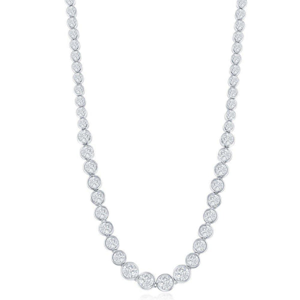 Sterling Silver Bezel Set CZ Tennis Necklace