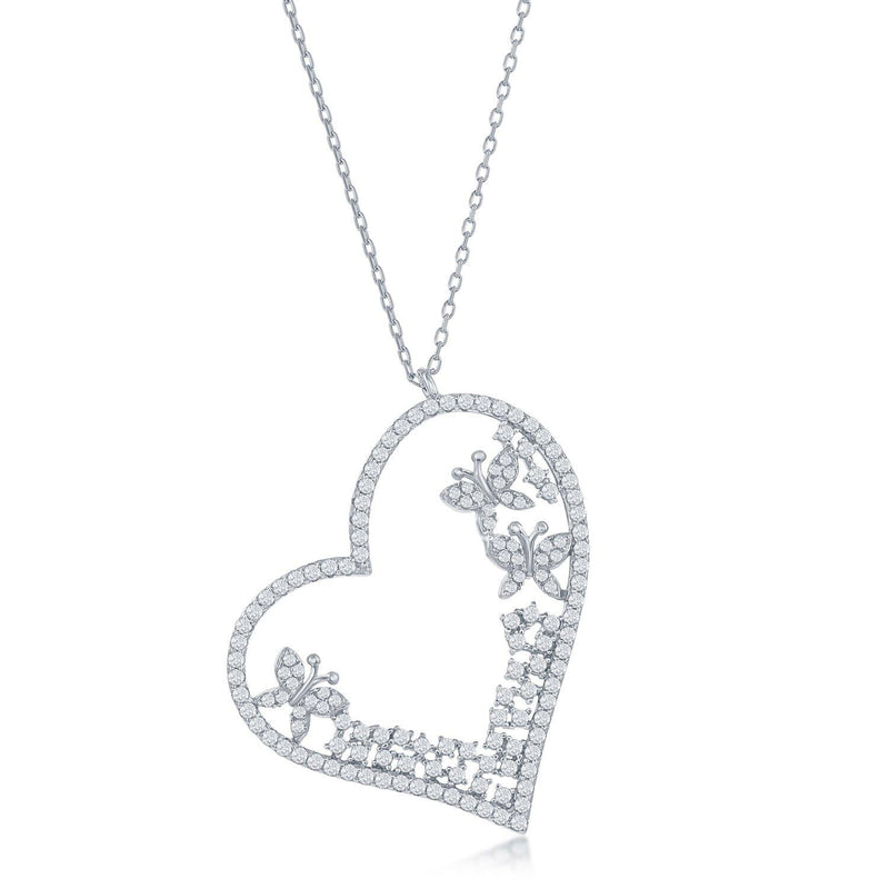 CZ Heart & Butterfly Necklace