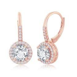 Rose Gold Round CZ Earrings