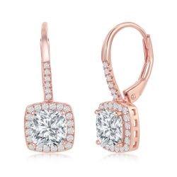 Rose Gold CZ Dangling Earrings