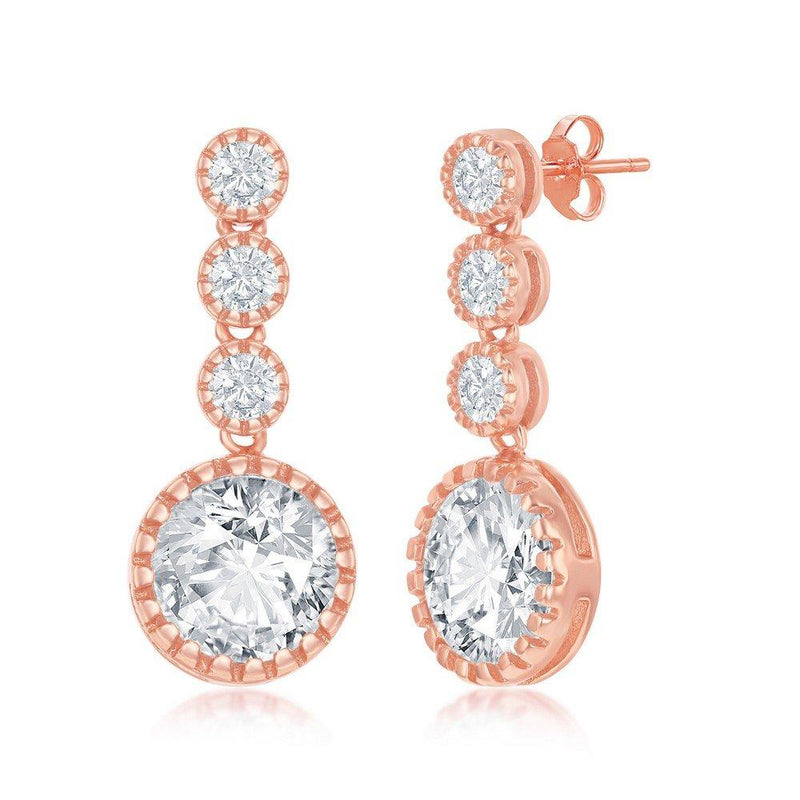 Rose Gold 4 Stone Dangling Earrings