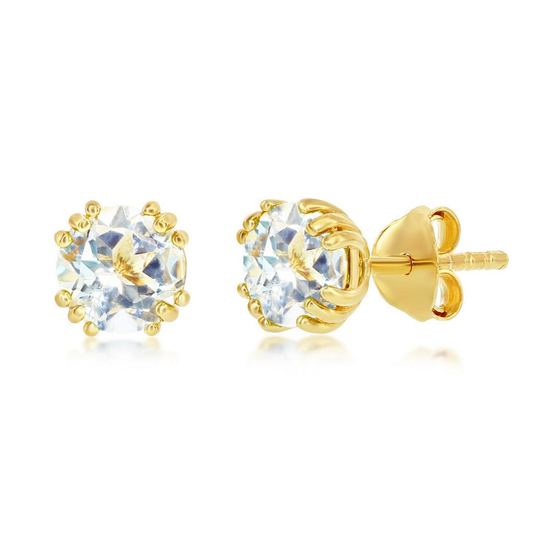 Sterling Silver Gold Plated 6mm Round Earrings