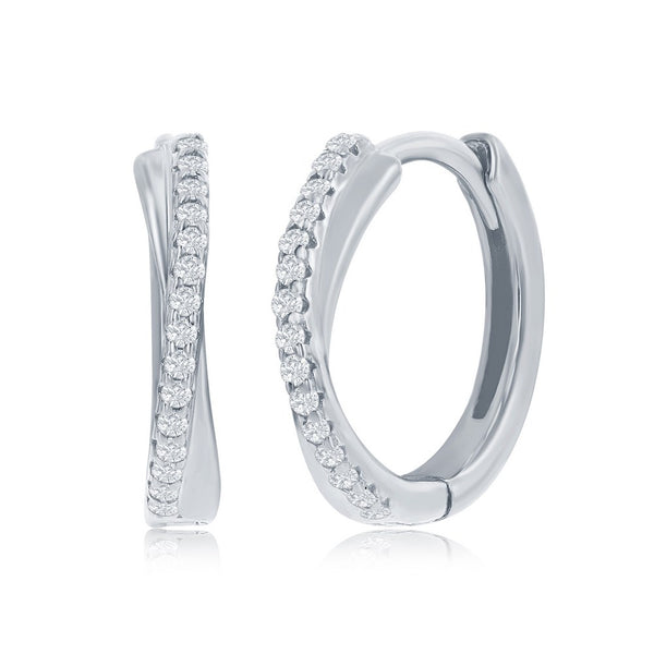 Huggie Hoop Earrings with CZ stones