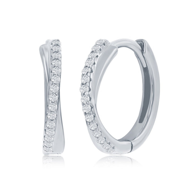 Huggie Hoop Earrings with CZ stones