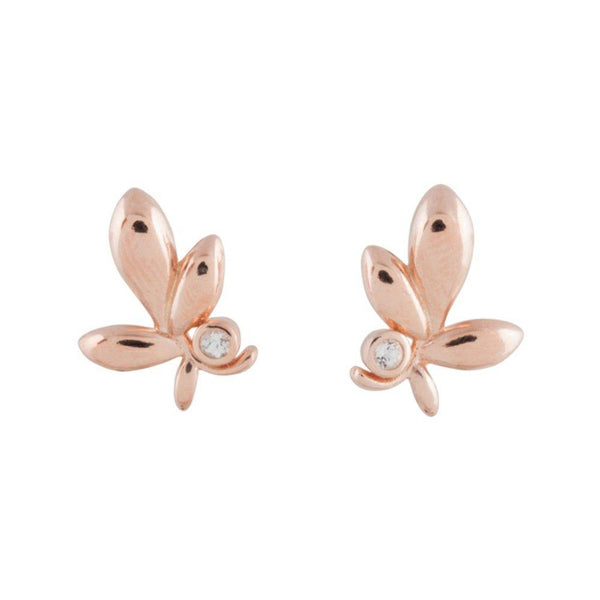 Rose Gold Triple Leaf Earrings