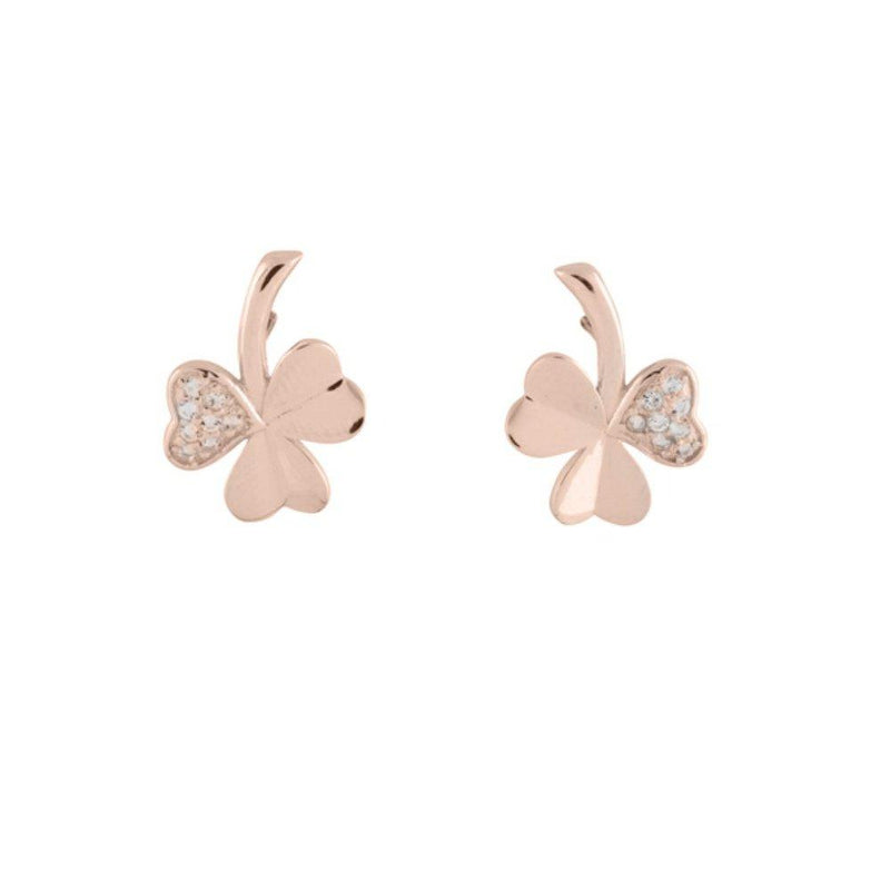 Rose Gold Three Leaf Clover Stud