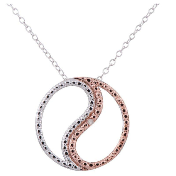 Rhodium Plated Ying Yang Necklace