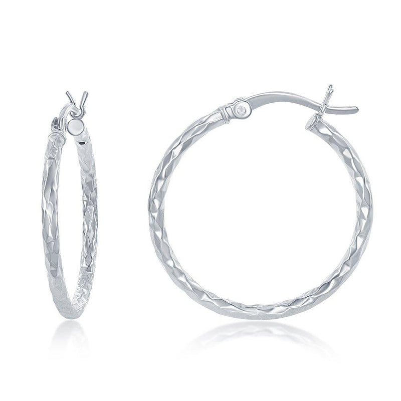 Diamond Cut Hoop Earrings