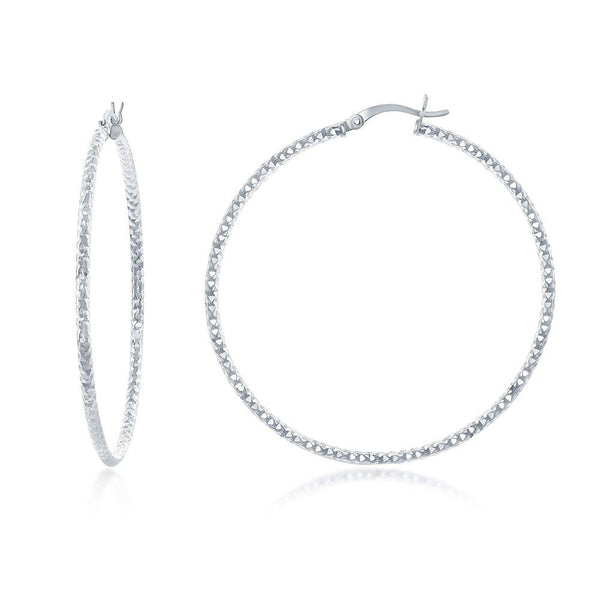 Diamond Cut Hoop Earrings 50mm