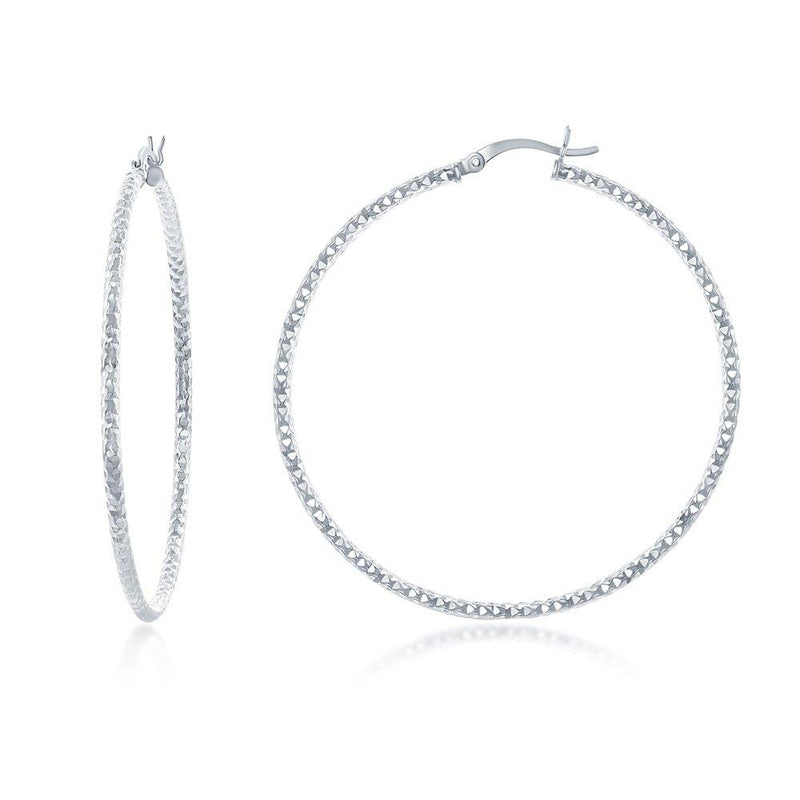 Diamond Cut Hoop Earrings 50mm