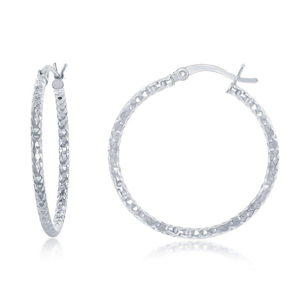 Diamond Cut Hoop Earrings 30mm