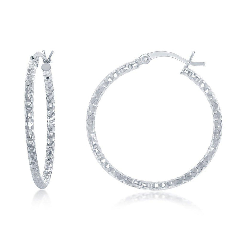 Diamond Cut Hoop Earrings 30mm