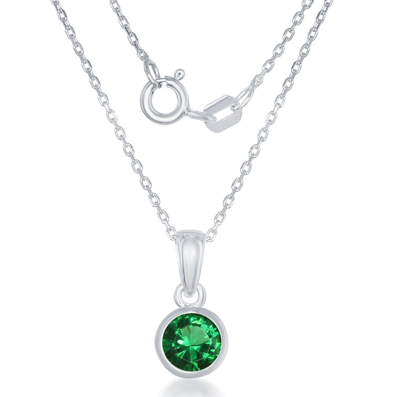 Emerald Bezel Pendant with Chain