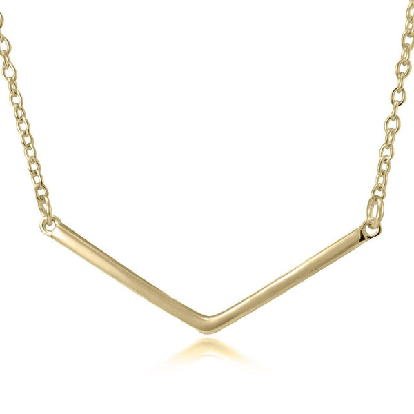 Sterling Silver Gold Plated "V" Bar Necklace