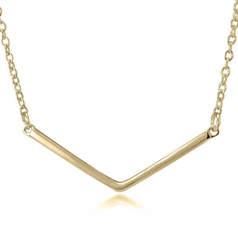 Sterling Silver Gold Plated "V" Bar Necklace