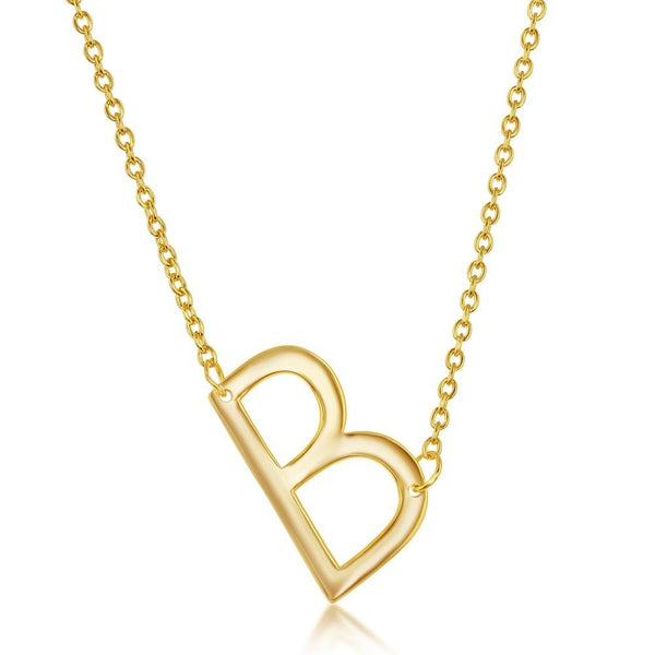 Sterling Silver Small Sideways "B" Initial Necklace