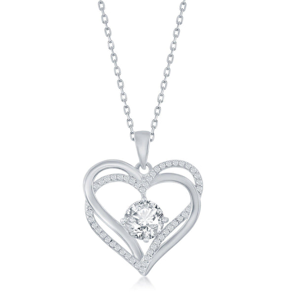 Double Heart White Neckalce