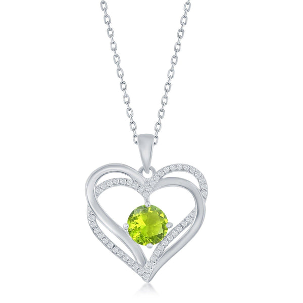 Double Heart Peridot Necklace