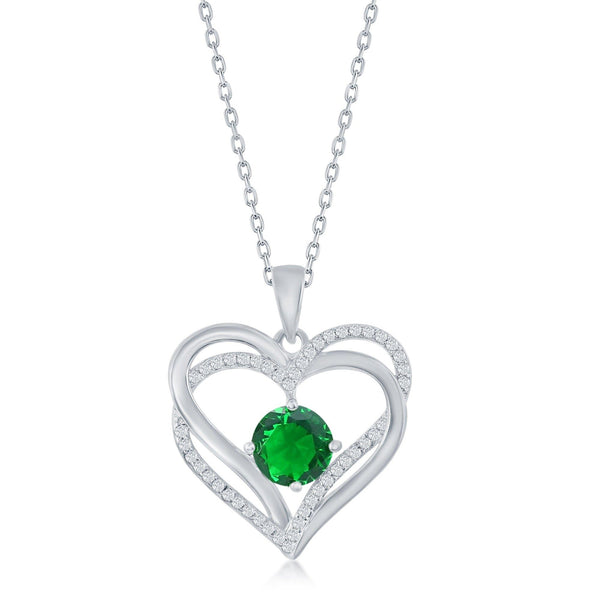 Double Heart Emerald Necklace