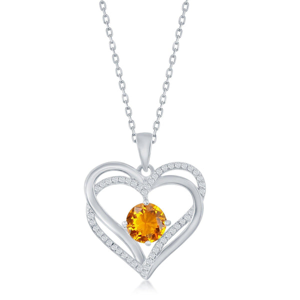 Double Heart Citrine Necklace