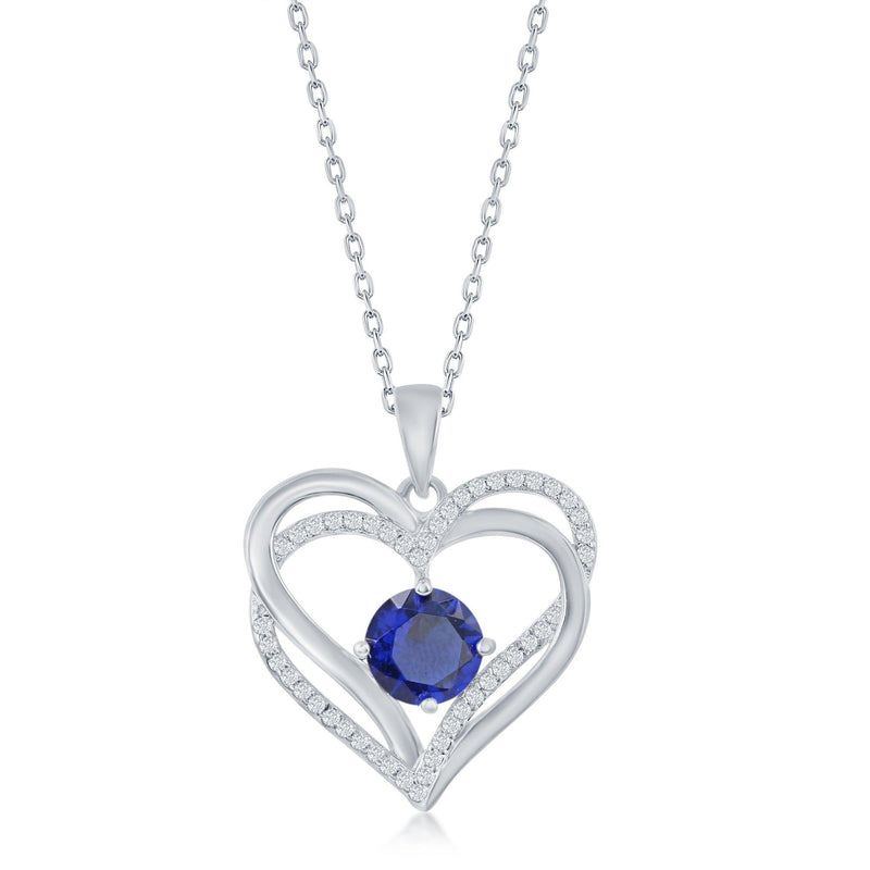 Double Heart Sapphire Necklace