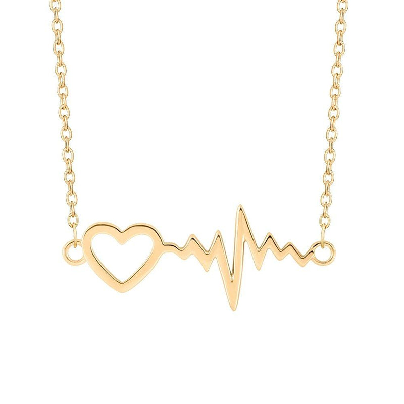 Sterling Silver Heart Heartbeat Necklace Gold Plated