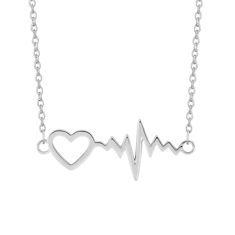 Sterling Silver Heart Heartbeat Necklace