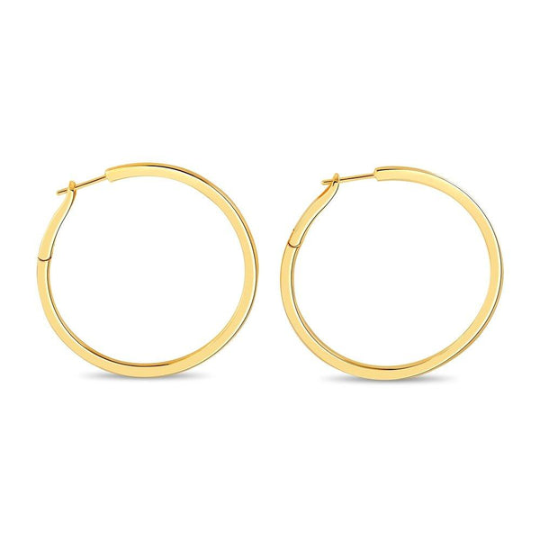 Sterling Silver 45mm Spring Back Hoop Earrings Gold Plated