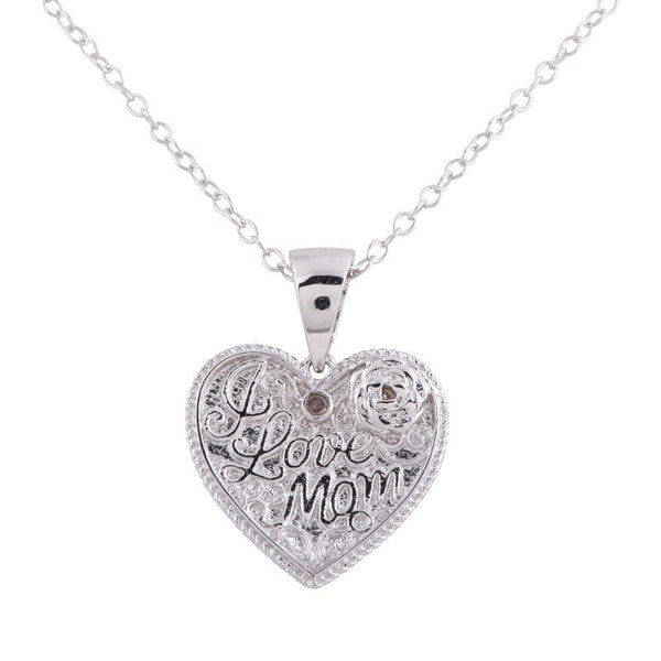 "I Love Mom" Sterling Silver Rhodium Plated