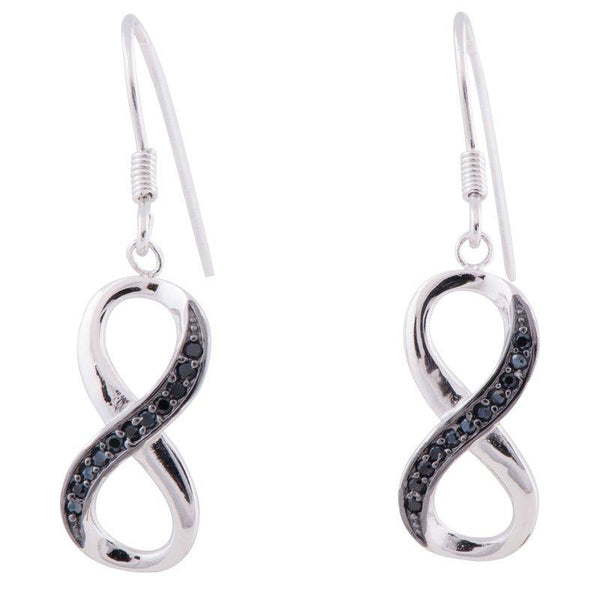 Half Black CZ Infinity Earrings