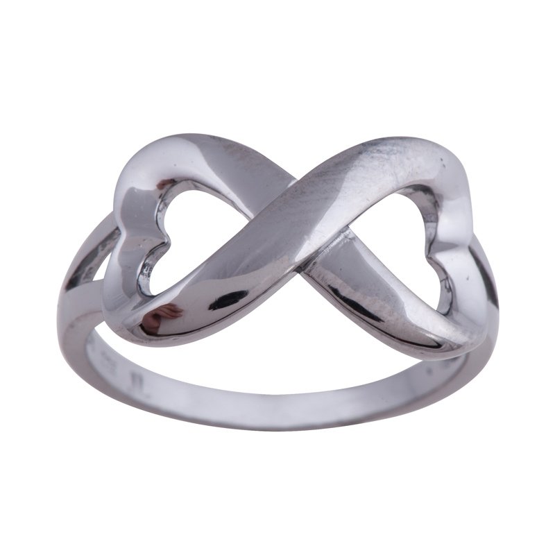 Sterling Silver Black Plated Heart Infinity Ring