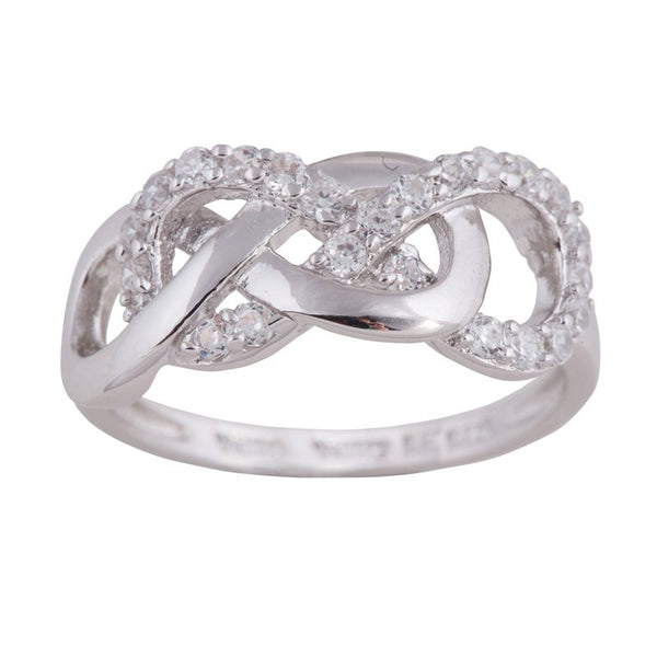 Sterling Silver Interlocking CZ Infinity Ring