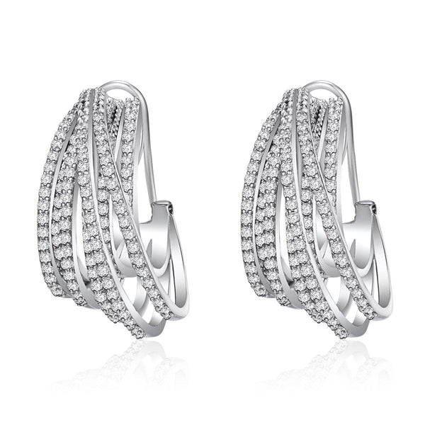 Intercrossing Clear Cubic Zirconia Omega Earrings