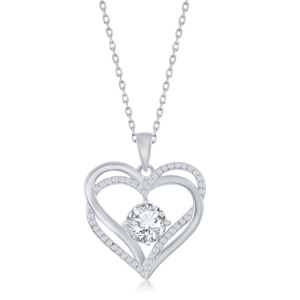 Sterling Silver double heart necklace