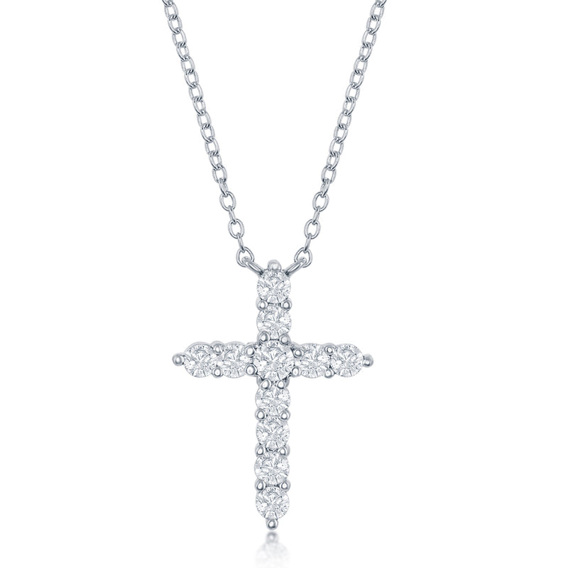 Sterling Silver Cross with CZ stones