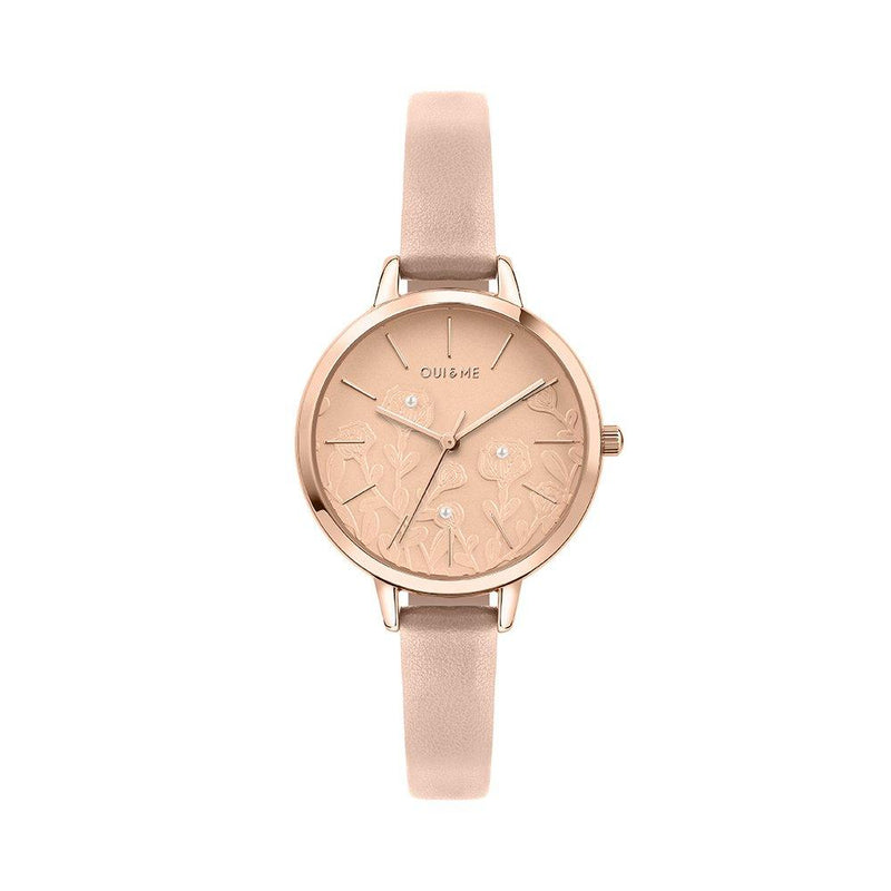 Oui & Me Ladies Leather Rose Gold Watch