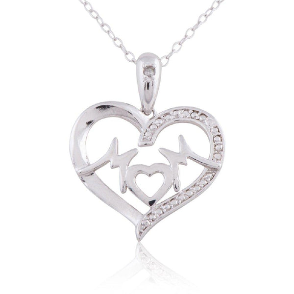 "MOM" Sterling Silver Rhodium Plated