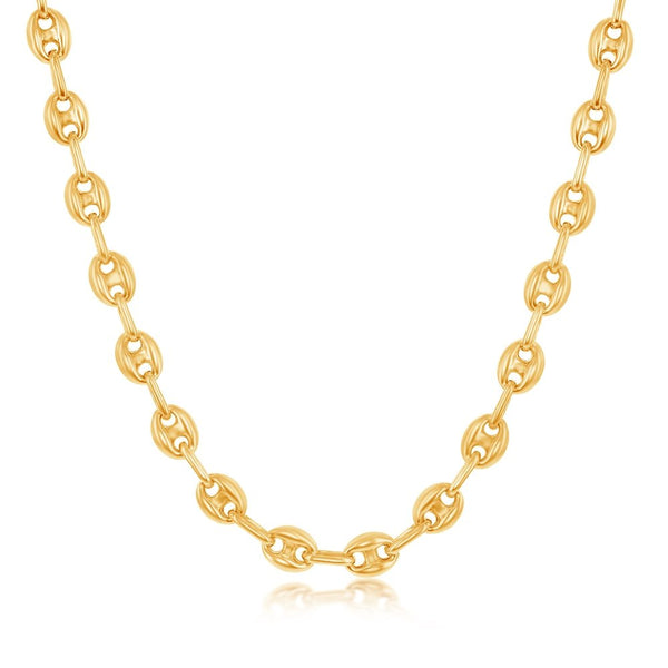 Puffed Marina Chain Sterling Silver Gold Plated