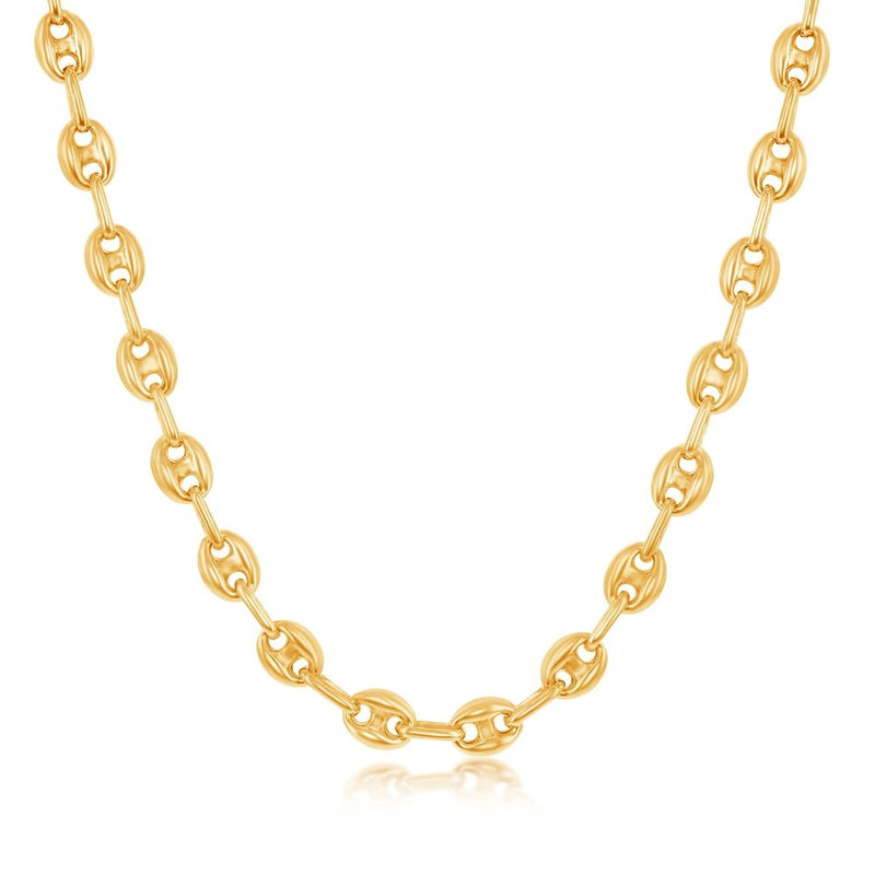 Puffed Marina Chain Sterling Silver Gold Plated