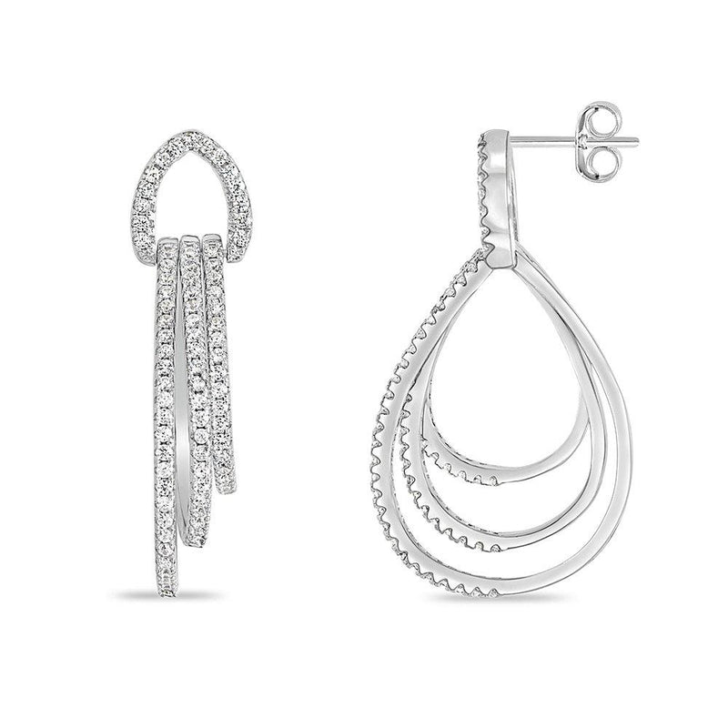 Multi Micro Pave Oval Dangling Earrings