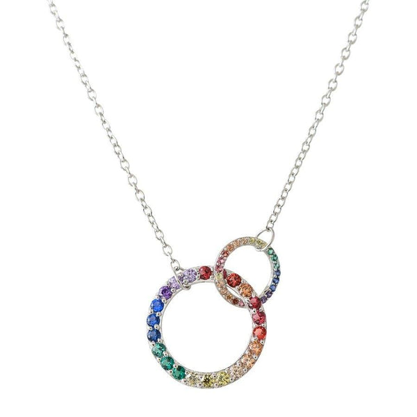 Sterling Silver Multi Color Interlocking Circles