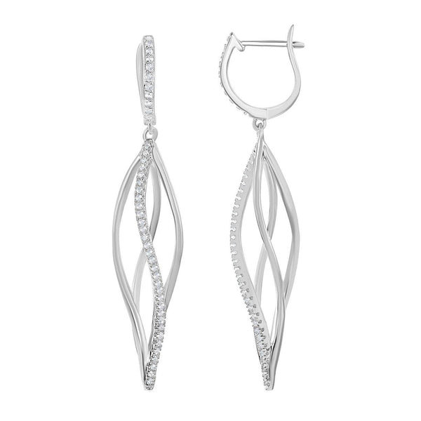 White Topaz Open Twist Bridal Earrings