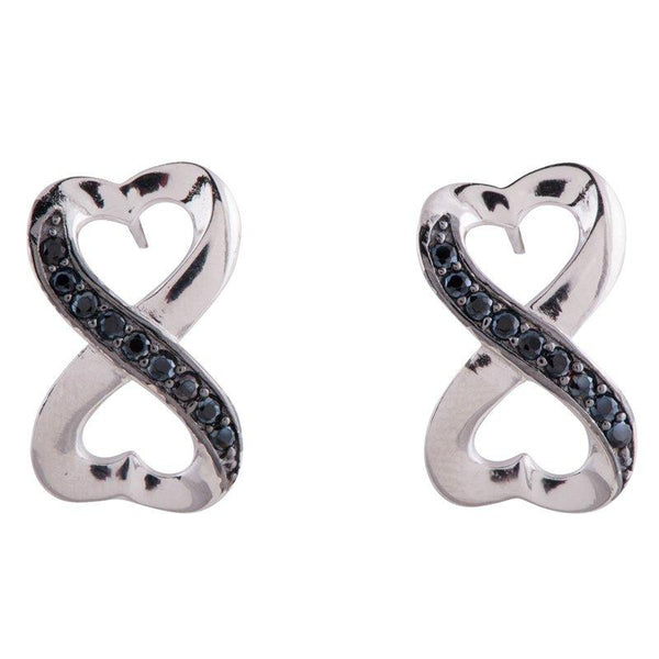 Black Plated Infinity Stud Earrings