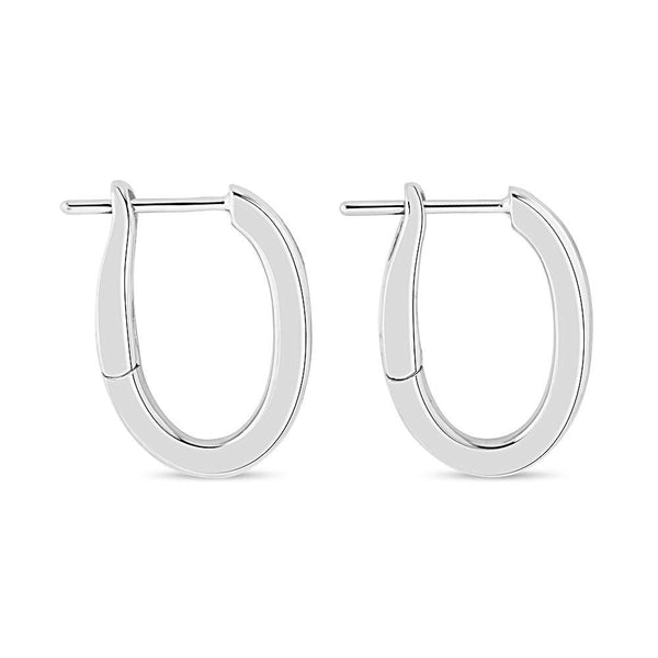 Oval Shape Spring Back Hoop Earrings 20mm