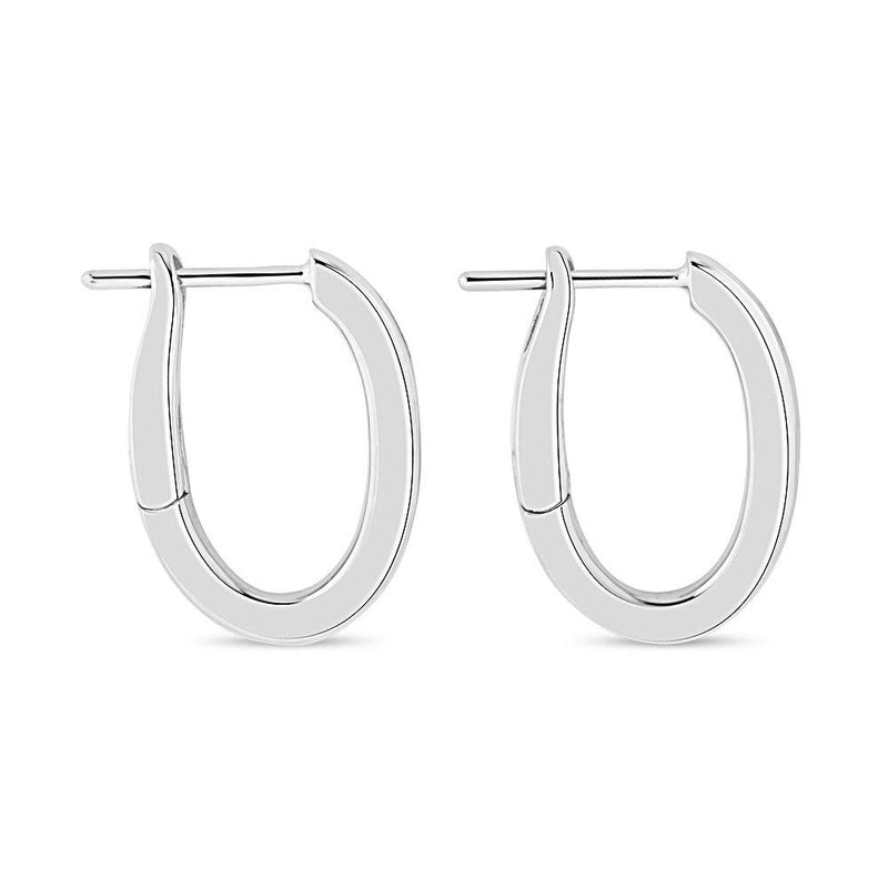 Oval Shape Spring Back Hoop Earrings 20mm