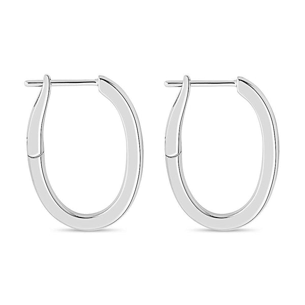 Oval Shape Spring Back Hoop Earrings 25mm