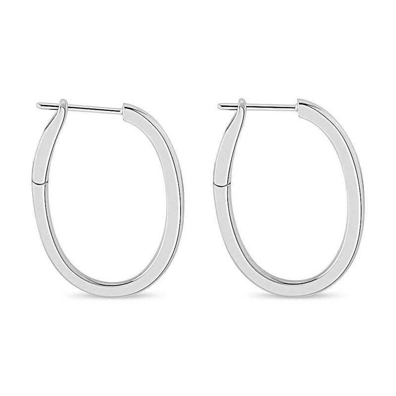 Oval Shape Spring Back Hoop Earrings 30mm