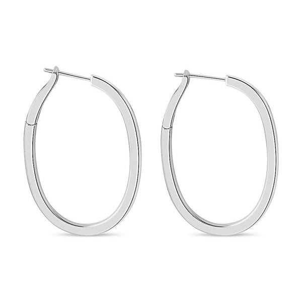 Oval Shape Spring Back Hoop Earrings 40mm