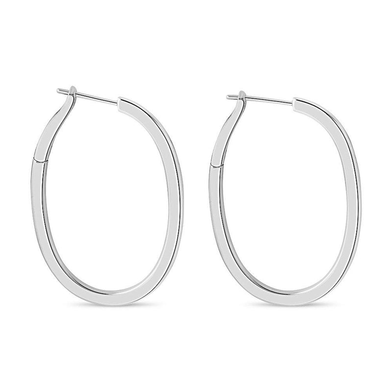 Oval Shape Spring Back Hoop Earrings 40mm